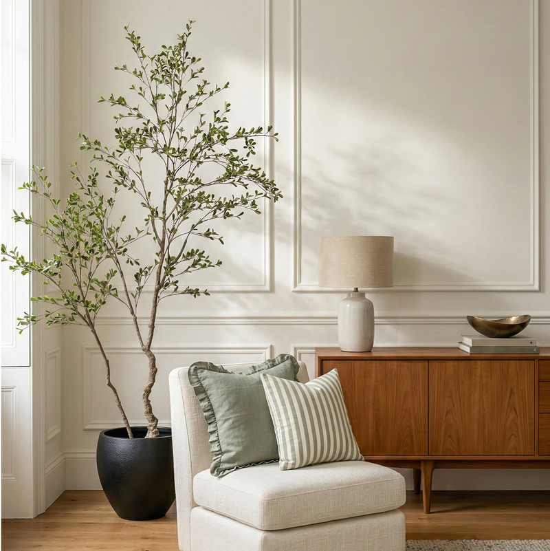 240cm Realistic Bucida Tree in Easington black planter