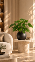 80cm Philodendron in Black Stockholm Round Planter